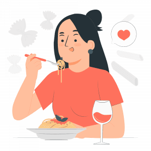 woman eating pasta