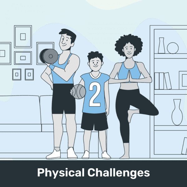 family engaging in physical challenges