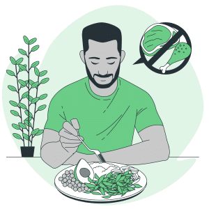man eating vegan food