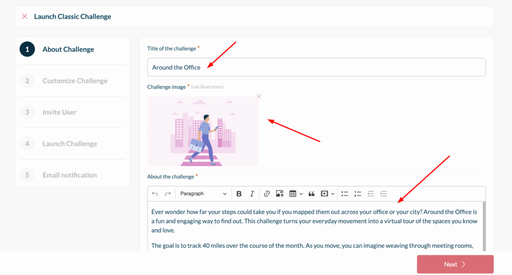 Customize your step challenge at work