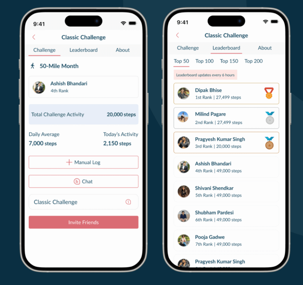 track real time update for step challenge