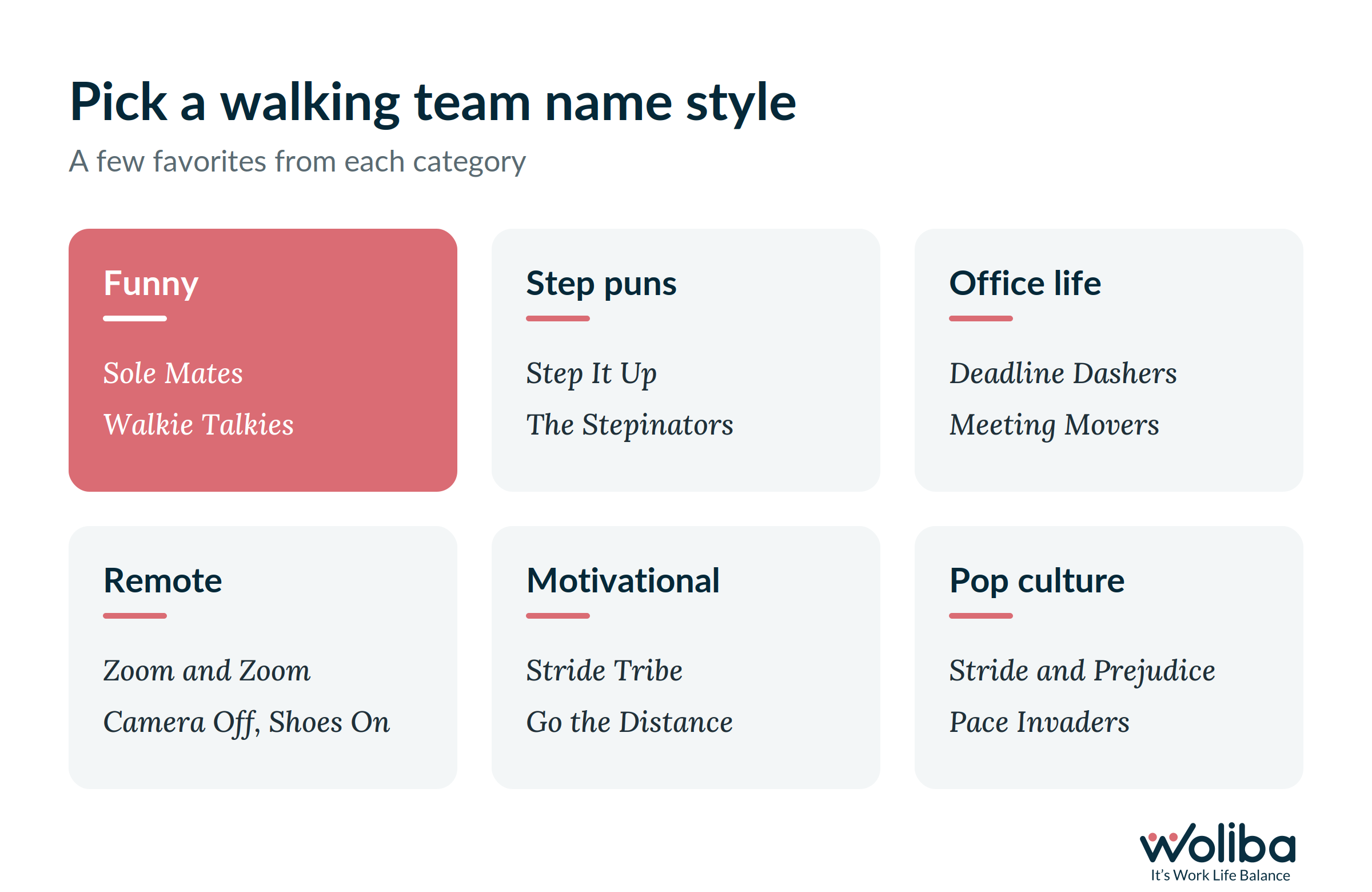 Walking team name styles with examples